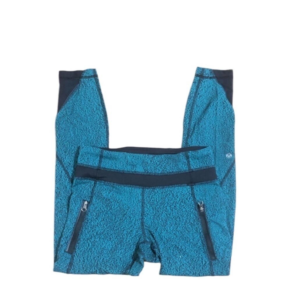 Lululemon leggings inspire tinght green spray with zip. - Picture 6 of 8